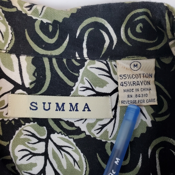 Vintage Summa Green Vines Allover Short Sleeve Mens Shirt Button Up Size M - Picture 11 of 14